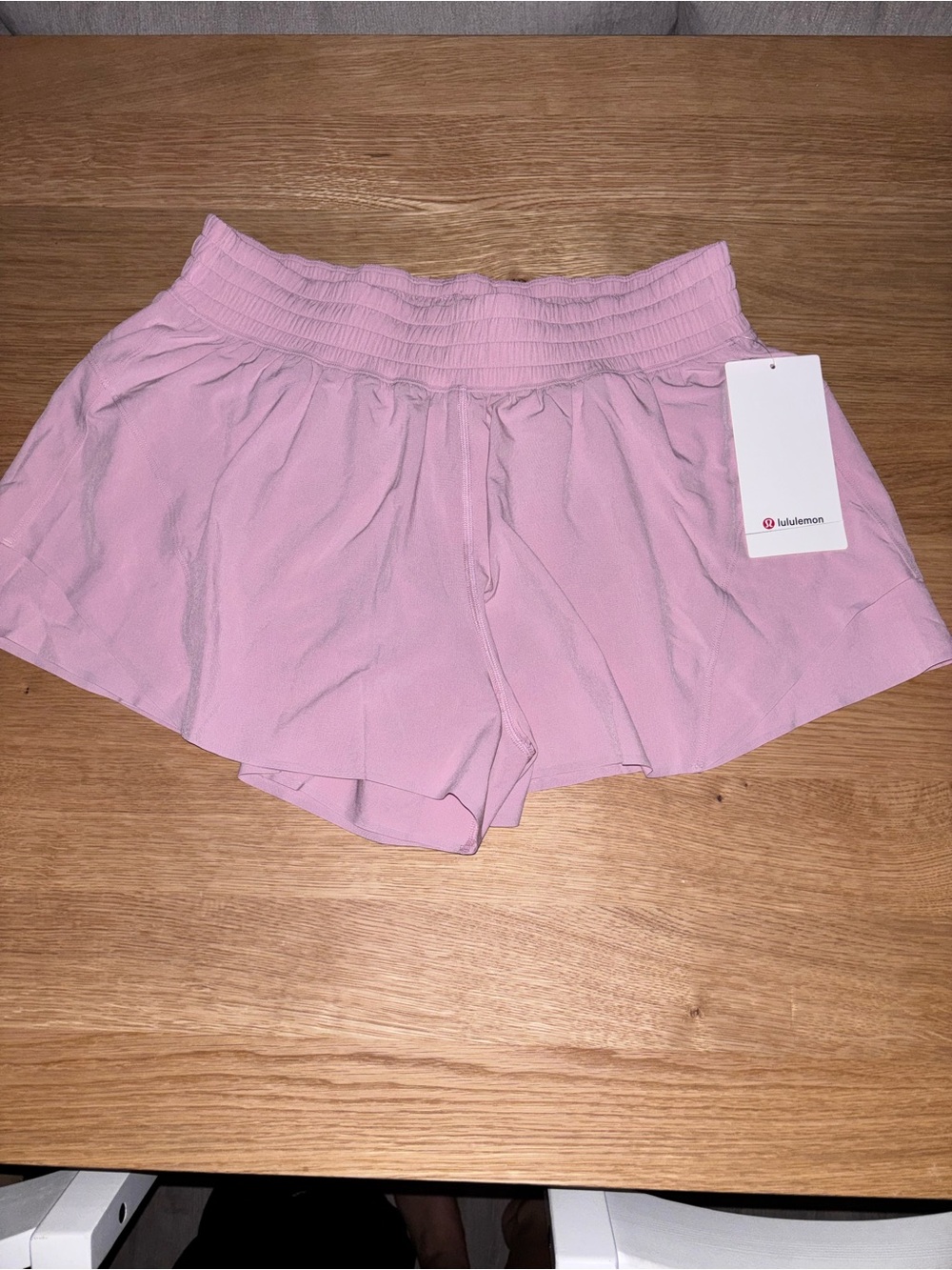 lululemon athletica Light Pink Smocked Waist Athletic Shorts - Picture 1 of 5
